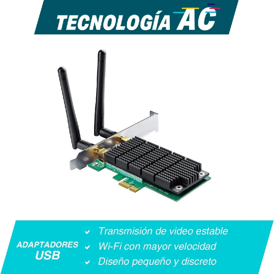 Tarjeta de Red TP-Link Archer T4E PCI Express - WiFi AC1200 Dual Band