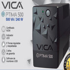 No Break UPS VICA Optima 500 - 500VA/240W, 6 Tomas Reguladas y Software de Monitoreo