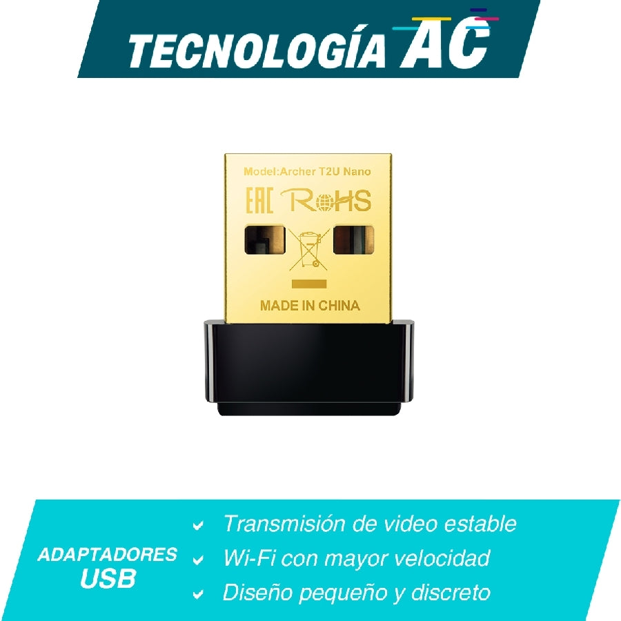 Tarjeta de Red TP-Link Archer T2U Nano USB - Dual Band AC600 WiFi Imagen secundaria del producto