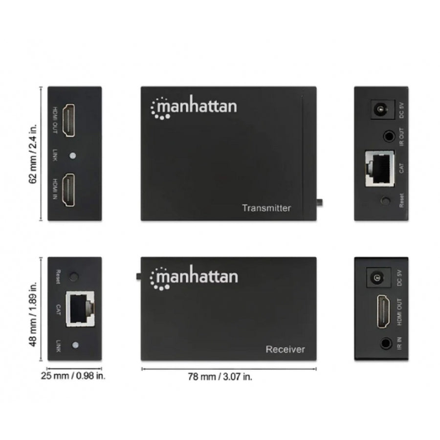 Extensor HDMI Manhattan 207584 - 50M por Cat6, 1080P, Control Remoto