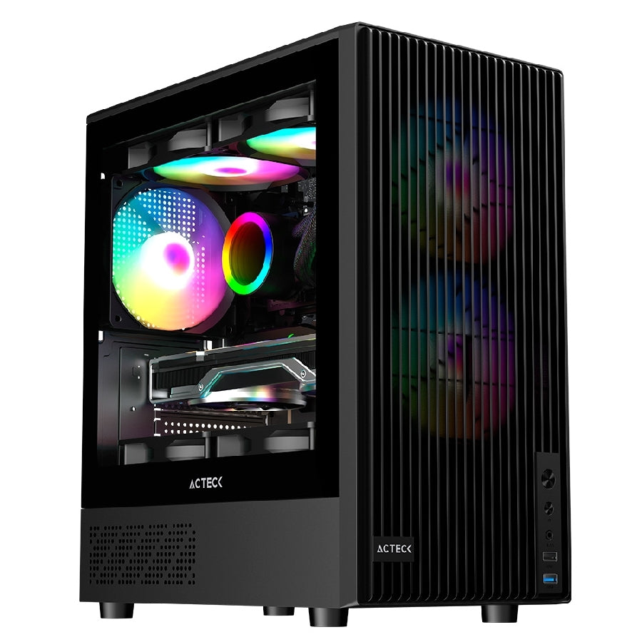 Gabinete Acteck Zyron GC606 Mini Torre - Cristal Templado, Ventiladores FRGB, Micro ATX
