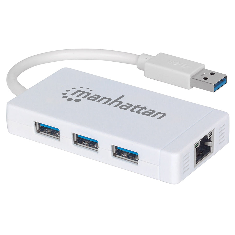 Hub USB 3.0 Manhattan 507578 - 3 Puertos + Adaptador Gigabit Ethernet