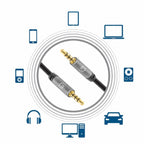 Cable de Audio Manhattan 355995 Estéreo 3.5mm - 2 Metros, Aluminio Plateado