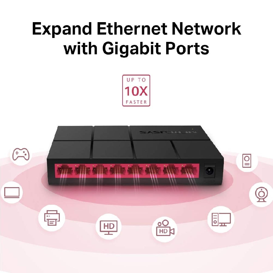 Switch Mercusys MS108G 8 Puertos Gigabit 10/100/1000 Mbps - Escritorio