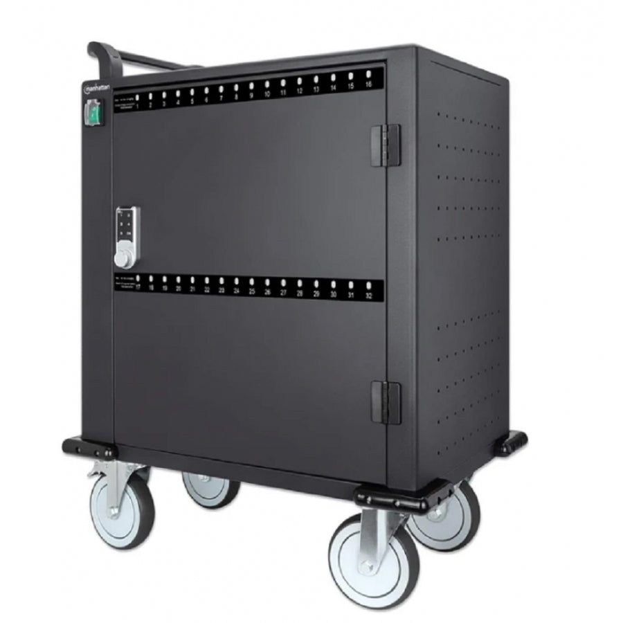 Gabinete de Carga Manhattan 716000 - 32 Puertos USB-C, 576W, con Ruedas