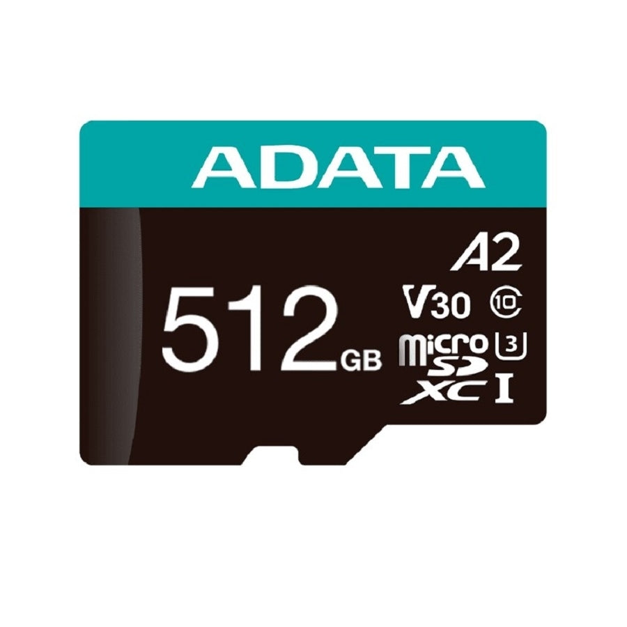Memoria ADATA Micro SDXC 512GB UHS-I Clase 10 V30 A2 con Adaptador Imagen principal del producto