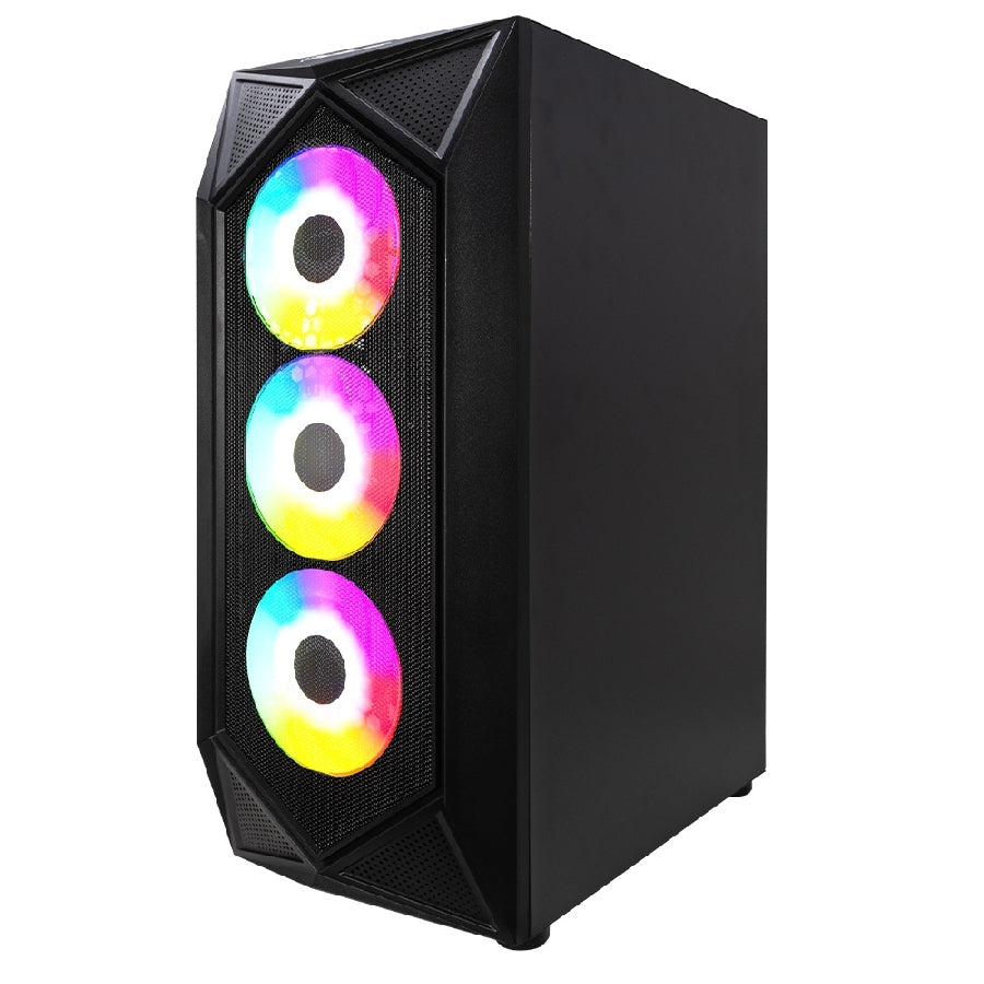Gabinete Ocelot Gaming Polygon-E5 Mid Tower - Cristal Templado, 4 Ventiladores