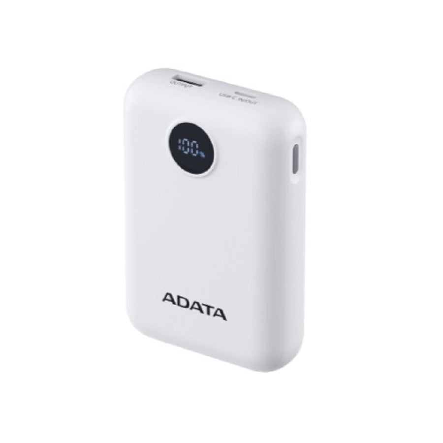 Power Bank ADATA C10022 10000mAh - Carga Rápida USB-C, Batería Blanca