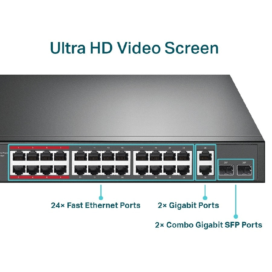 Switch TP-Link TL-SL1226P 24 Puertos POE + 2 Gigabit - Para Rack 19" Imagen secundaria del producto