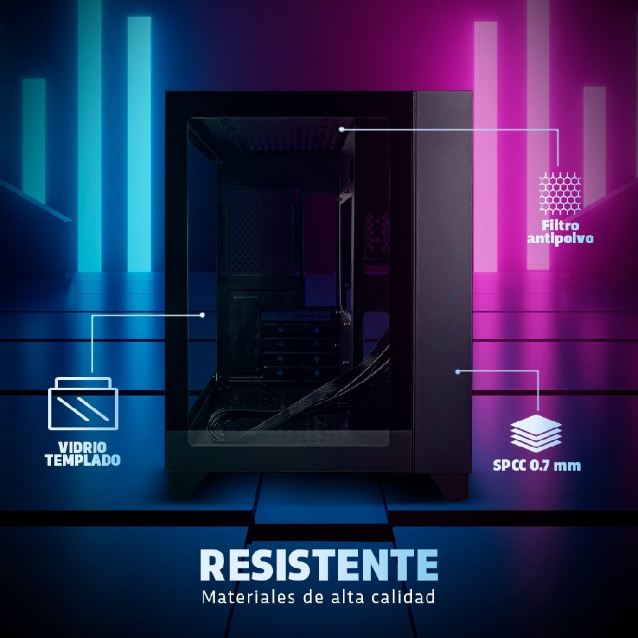 Gabinete Game Factor CSG570 Micro ATX - Doble Cristal Templado, USB 3.0