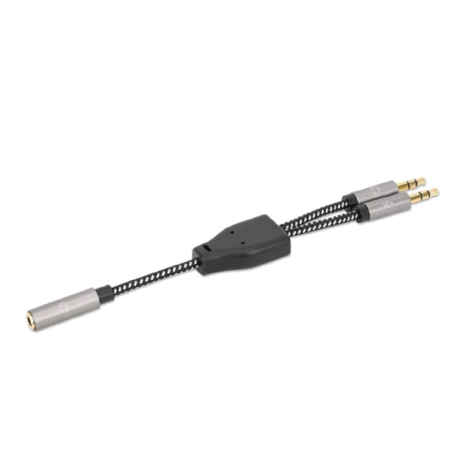 Adaptador Manhattan 356121 Audio 3.5mm 1H a 2M - Divisor para Auriculares y Micrófono