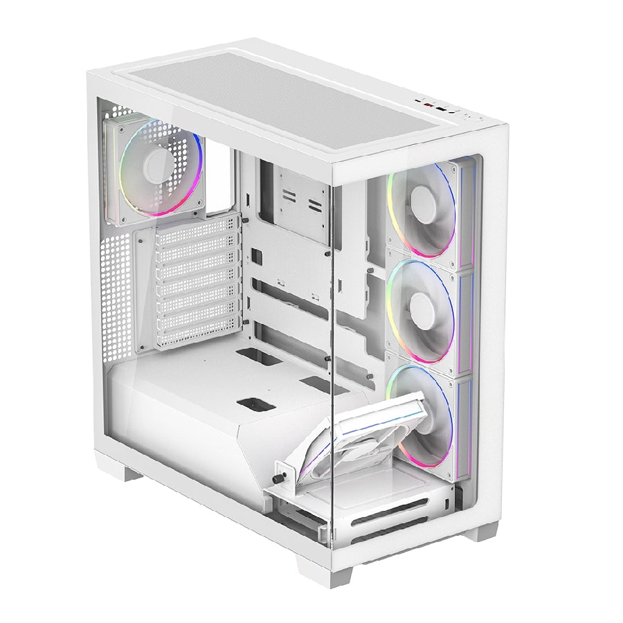 Gabinete Gamer Balam Rush Tank Polar BR-941488 - Media Torre ATX, Cristal Templado, ARGB