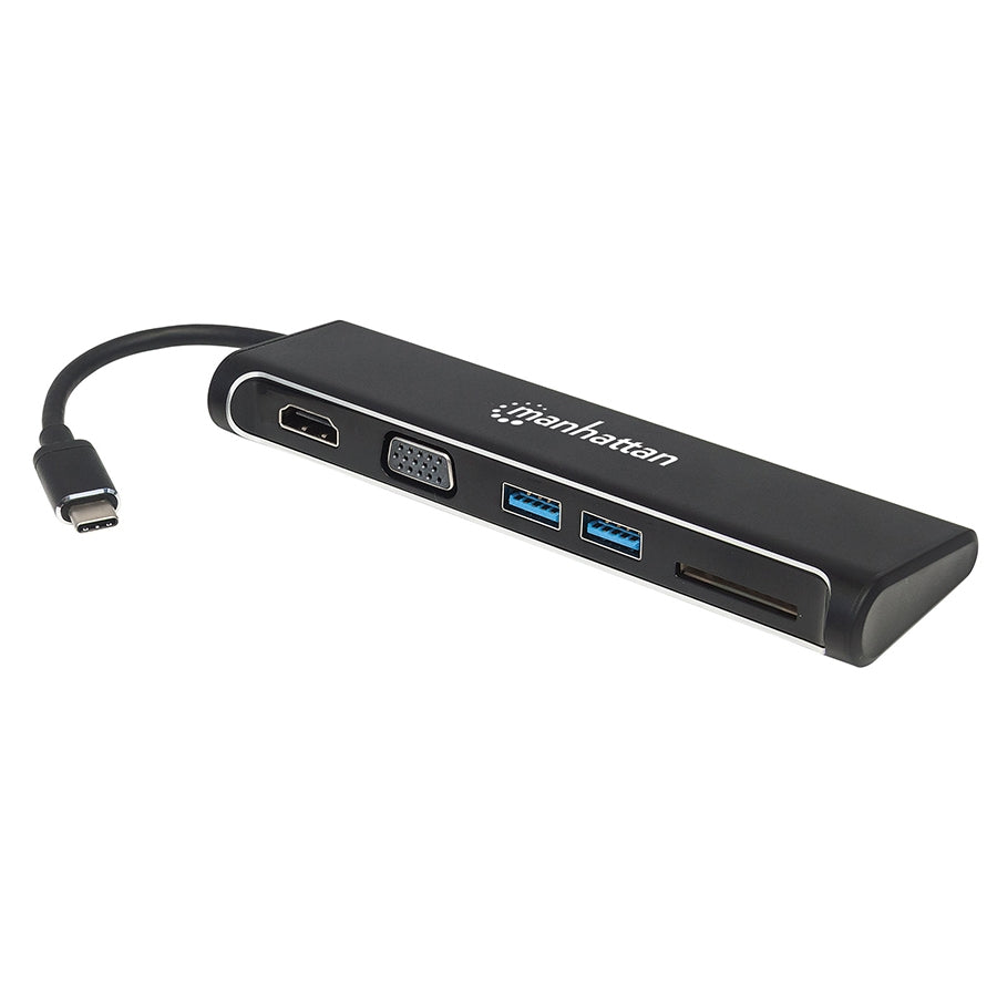 Docking Manhattan USB-C 4 en 1 - HDMI, VGA, USB 3.1 y Lector SD
