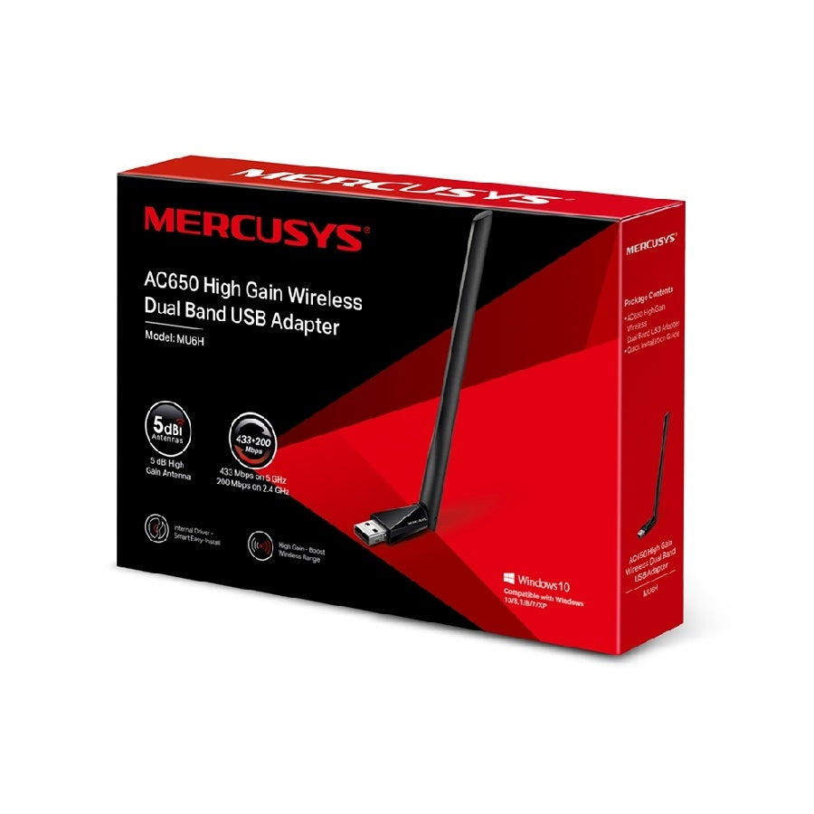Tarjeta de Red USB TP-Link Mercusys MU6H Banda Dual AC650 - 433 Mbps