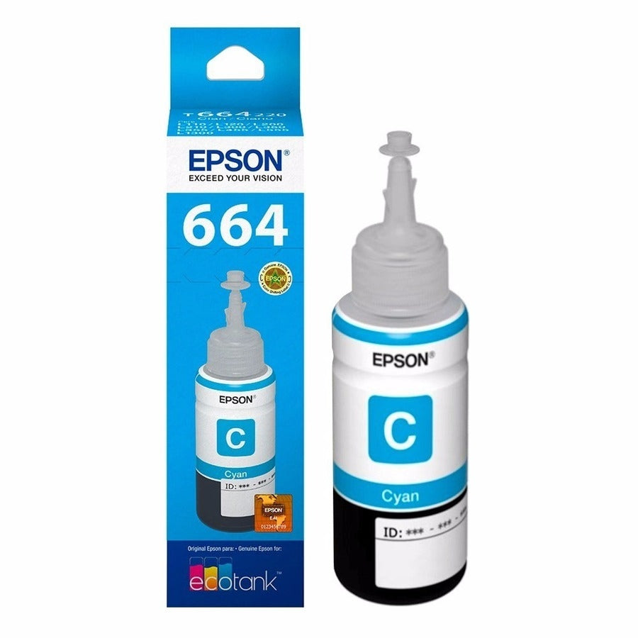 Cartucho Epson 664 Cyan T664220-AL - Compatible L110/L200/L350/L555, 6500 páginas