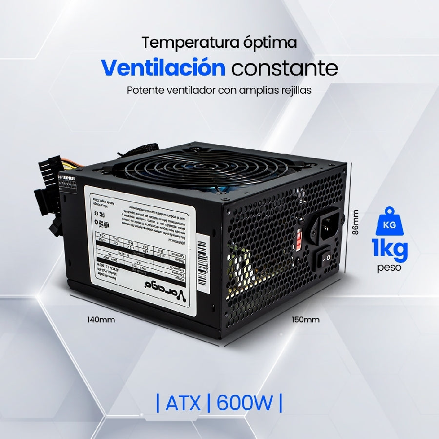 Fuente de Poder START THE GAME PSU-200 600W - Iluminada, 2 SATA, Protección