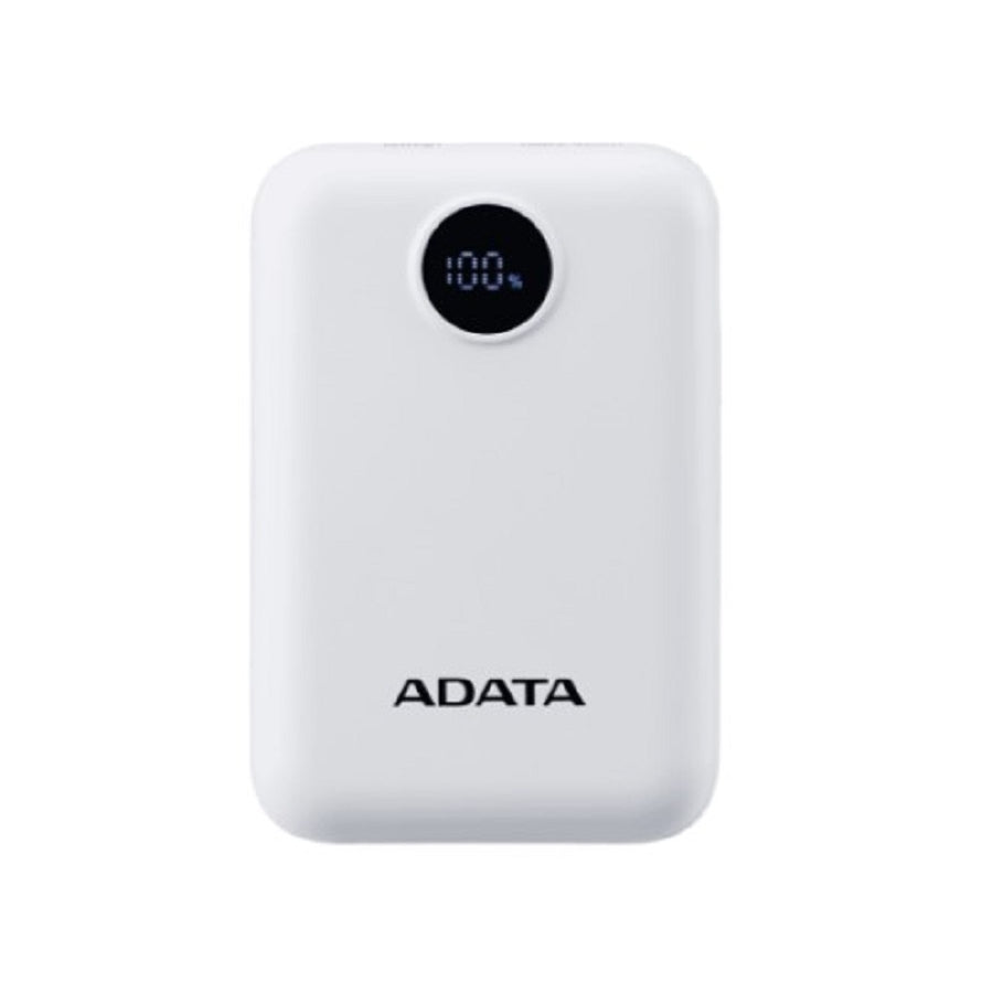 Power Bank ADATA C10022 10000mAh - Carga Rápida USB-C, Batería Blanca