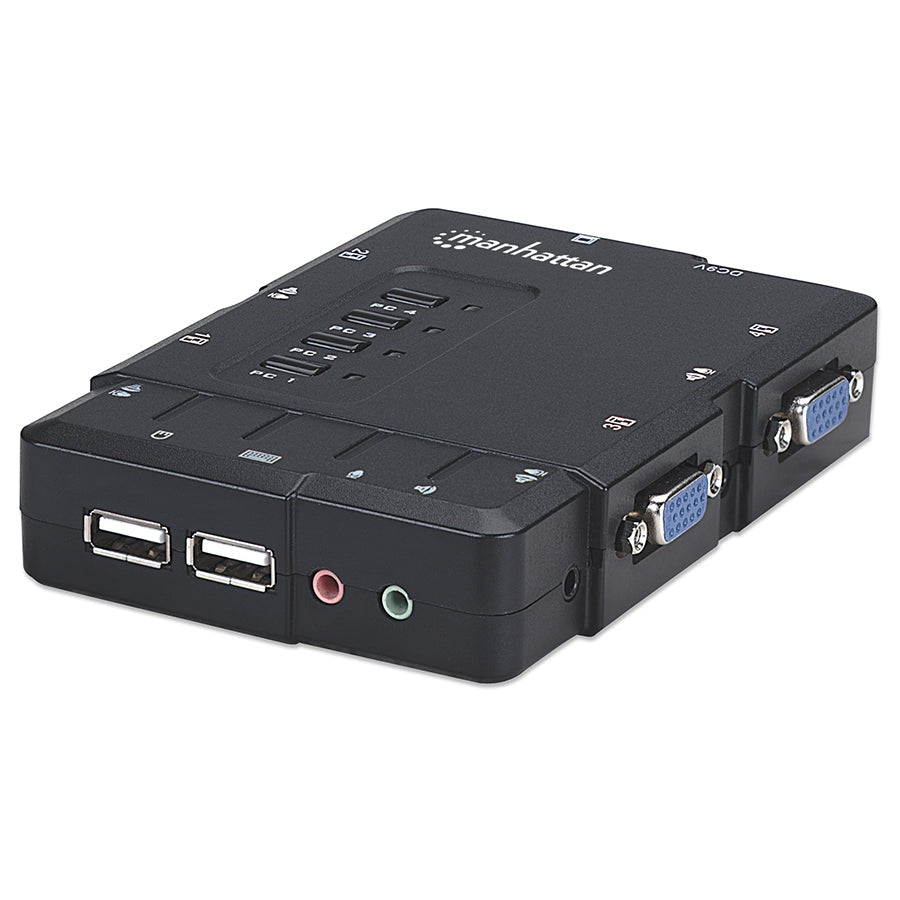 Switch KVM Manhattan 151269 - 4 Puertos USB con Audio y Video HD15