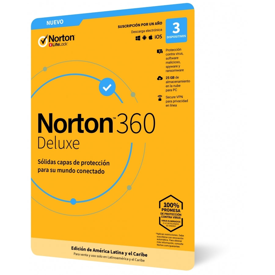 Norton 360 Deluxe - Protección Total 3 Dispositivos 1 Año Caja Imagen principal del producto