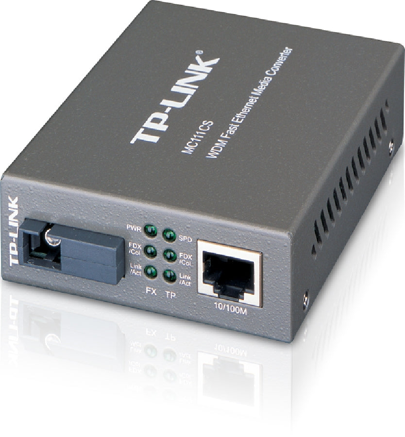 Convertidor de Medios TP-Link MC111CS - Fibra SC a RJ45, 10/100Mbps, 20km