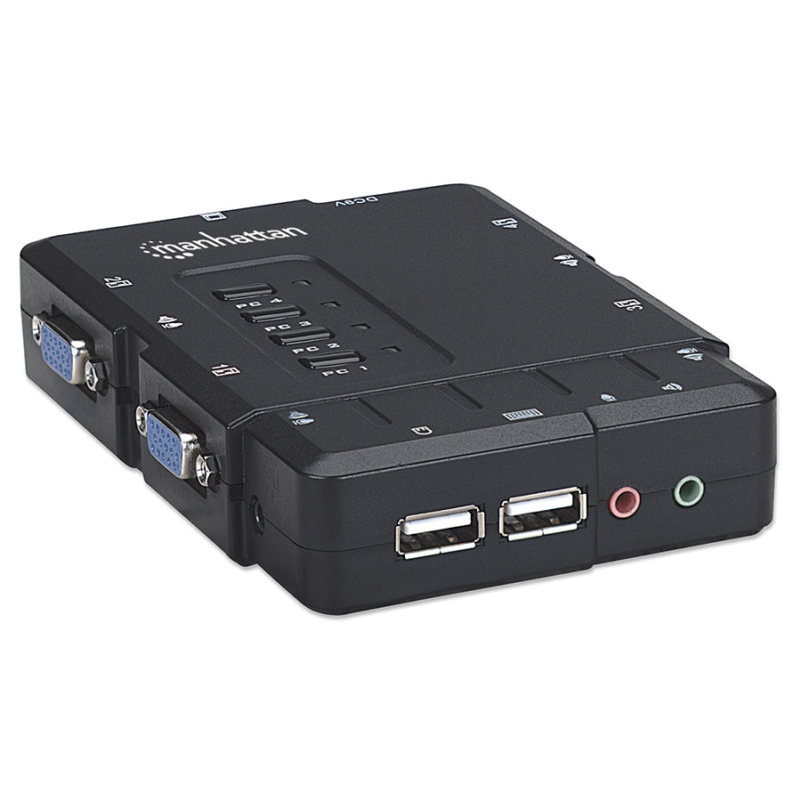 Switch KVM Manhattan 151269 - 4 Puertos USB con Audio y Video HD15