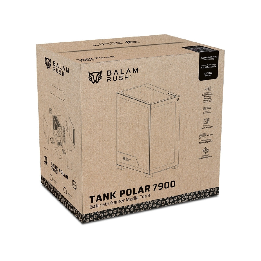 Gabinete Gamer Balam Rush Tank Polar 7900 Media Torre ATX - Cristal Templado ARGB