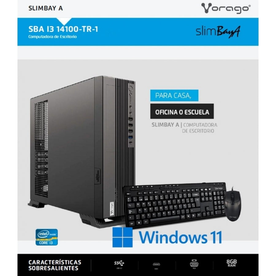 Computadora Vorago SLIMBay Core i3 14100 - 8GB RAM, 512GB SSD, Windows 11