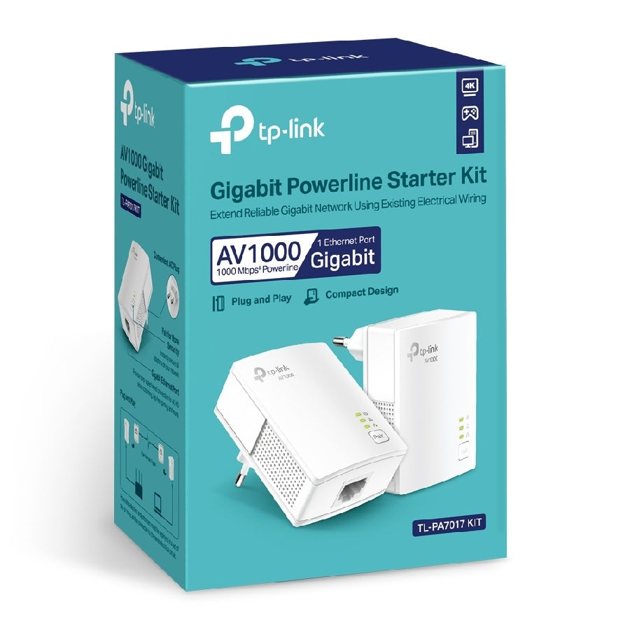 Extensor Red TP-LINK AV1000 Gigabit Powerline TL-PA7017KIT - 300 Metros