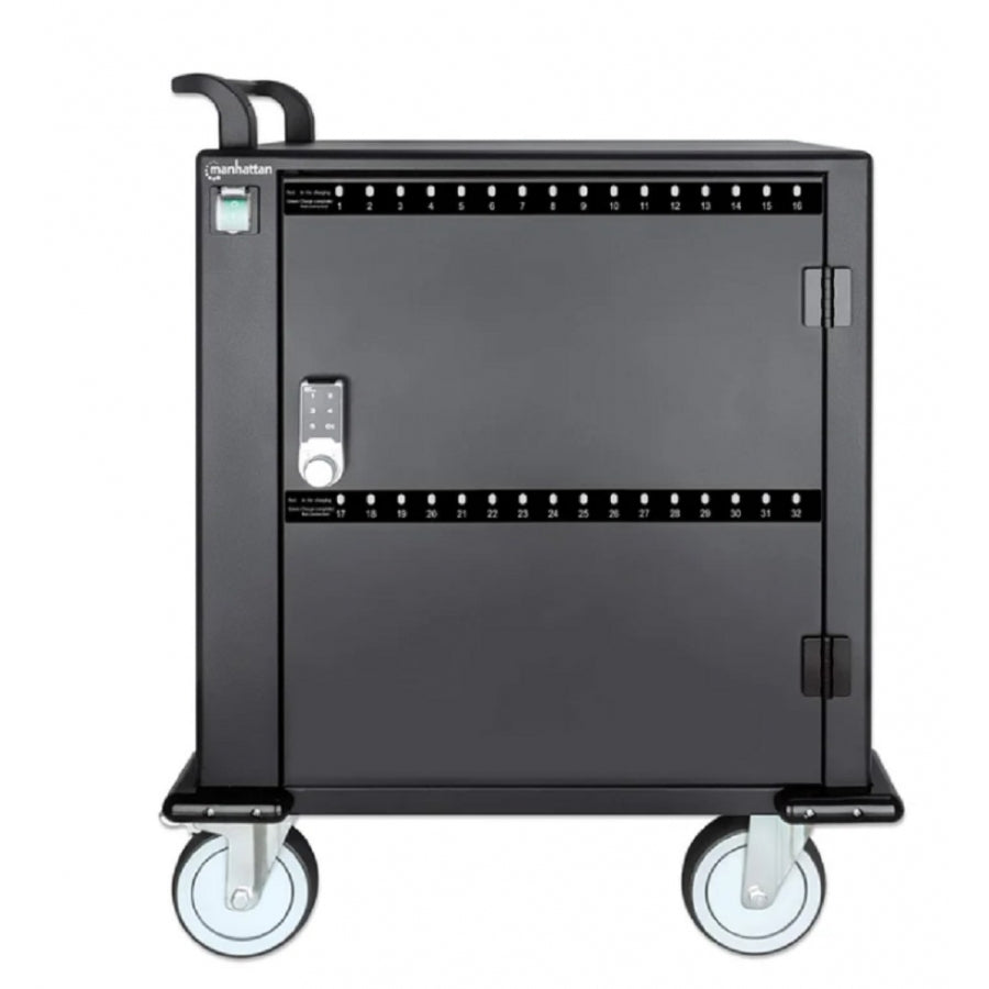 Gabinete de Carga Manhattan 716000 - 32 Puertos USB-C, 576W, con Ruedas