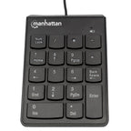 Teclado numérico Manhattan 176354 USB - 18 teclas, cable 1.29m, Negro