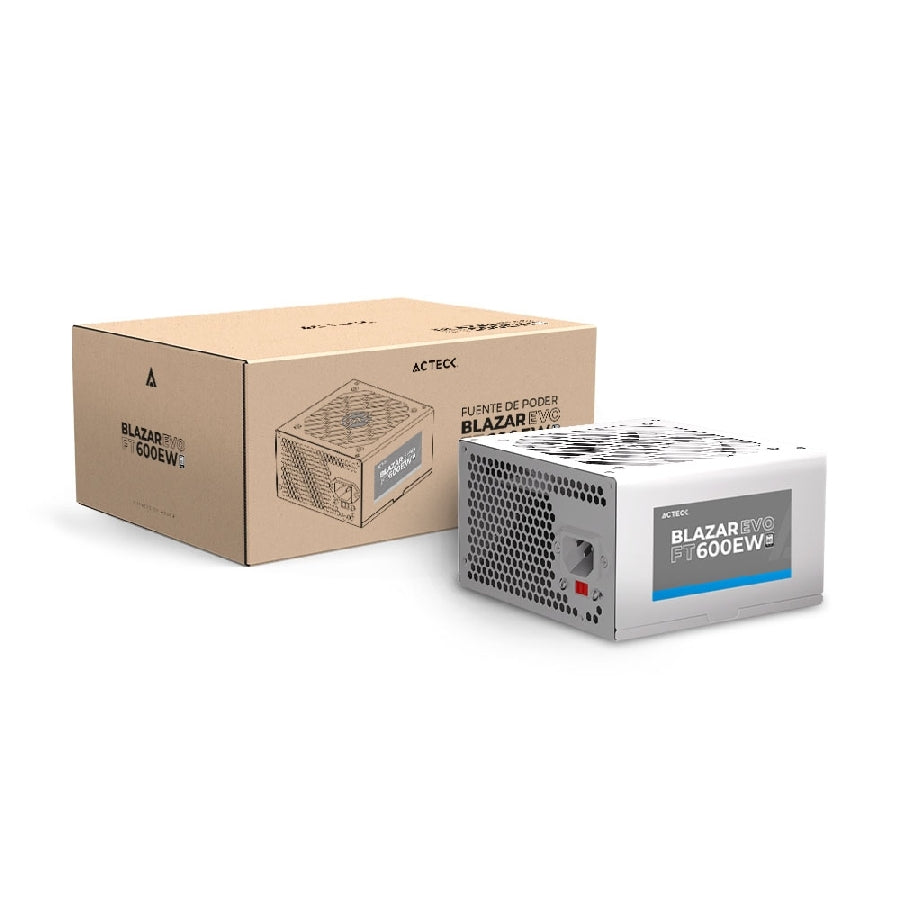 Fuente de Poder ACTECK Blázar Evo 600W ATX - Ventilador 120mm, Blanco