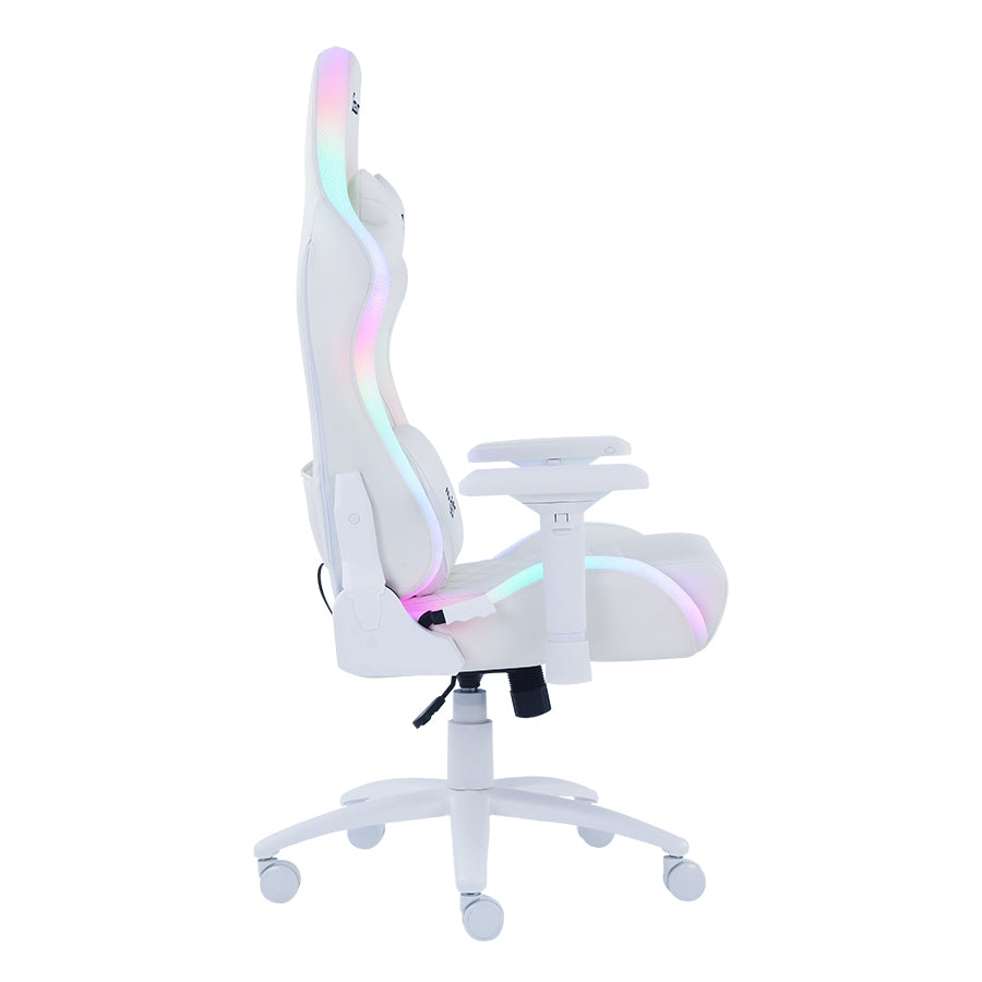 Silla Ocelot Gaming ORGB-White Thundra RGB - Reclinable, 150kg, Brazos 4D