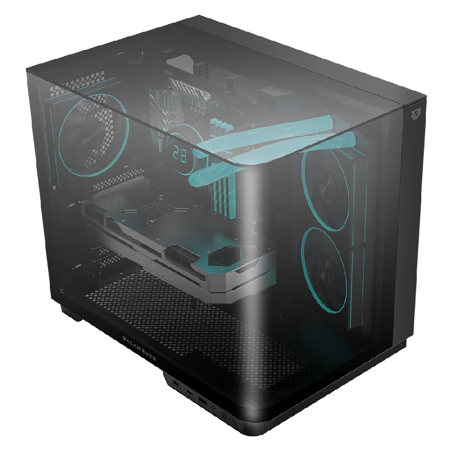 Gabinete Gamer Balam Rush Tank Expert Curve - Media Torre ATX con Cristal Templado y 3 Ventiladores ARGB