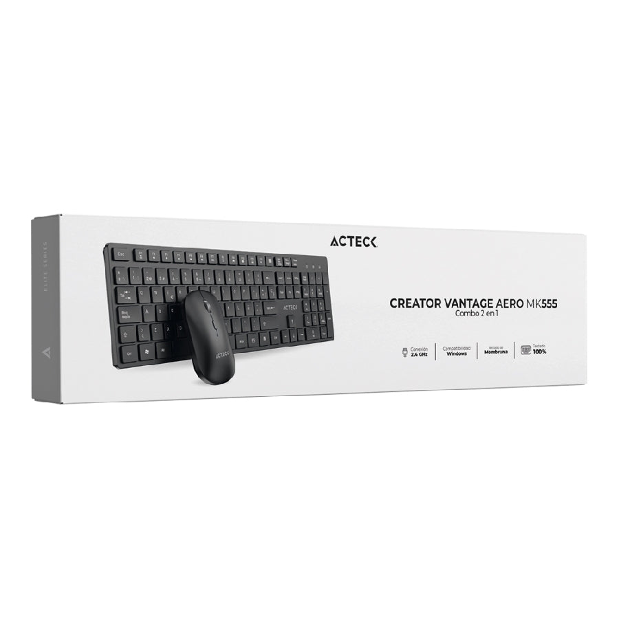 Kit Acteck Creator Vantage Aero MK555 - Teclado y Mouse Inalámbrico Ergonómico