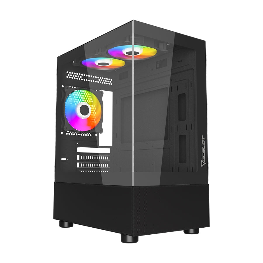 Gabinete Ocelot Gaming Glass EN6 Mini Tower - Cristal Templado, 3 Ventiladores