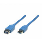 Cable USB Manhattan 322379 V3.0 Extensión 2.0M - Súper Velocidad Azul