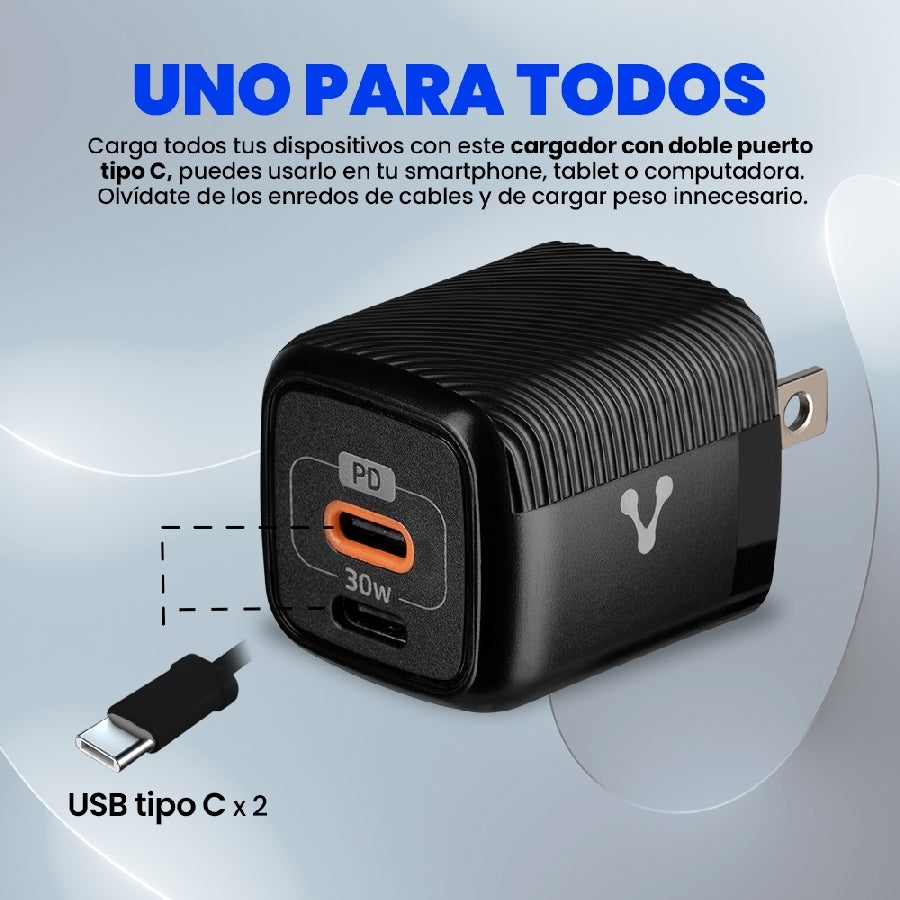 Cargador Vorago AU-355 30W USB-C Fast Charge 3.0 - Power Delivery Imagen secundaria del producto