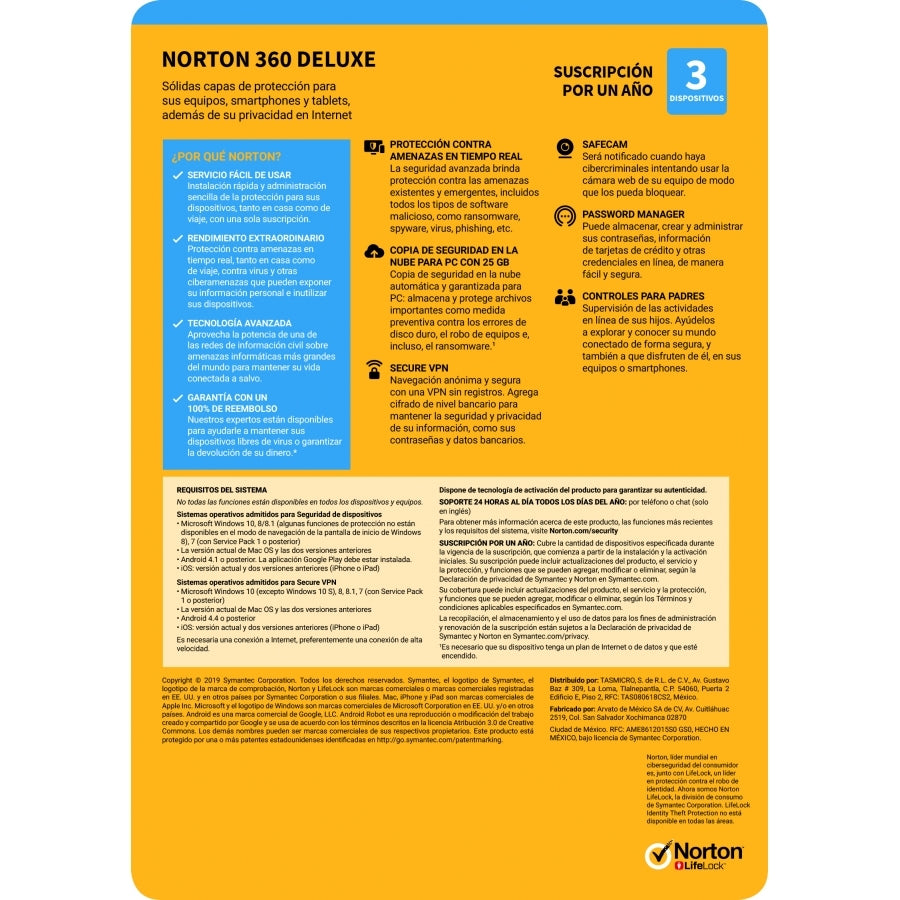 Norton 360 Deluxe - Protección Total 3 Dispositivos 1 Año Caja Imagen secundaria del producto