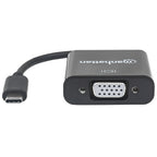 Cable Convertidor Manhattan USB-C a VGA - 8cm, Blindado, Resolución hasta 1920x1200