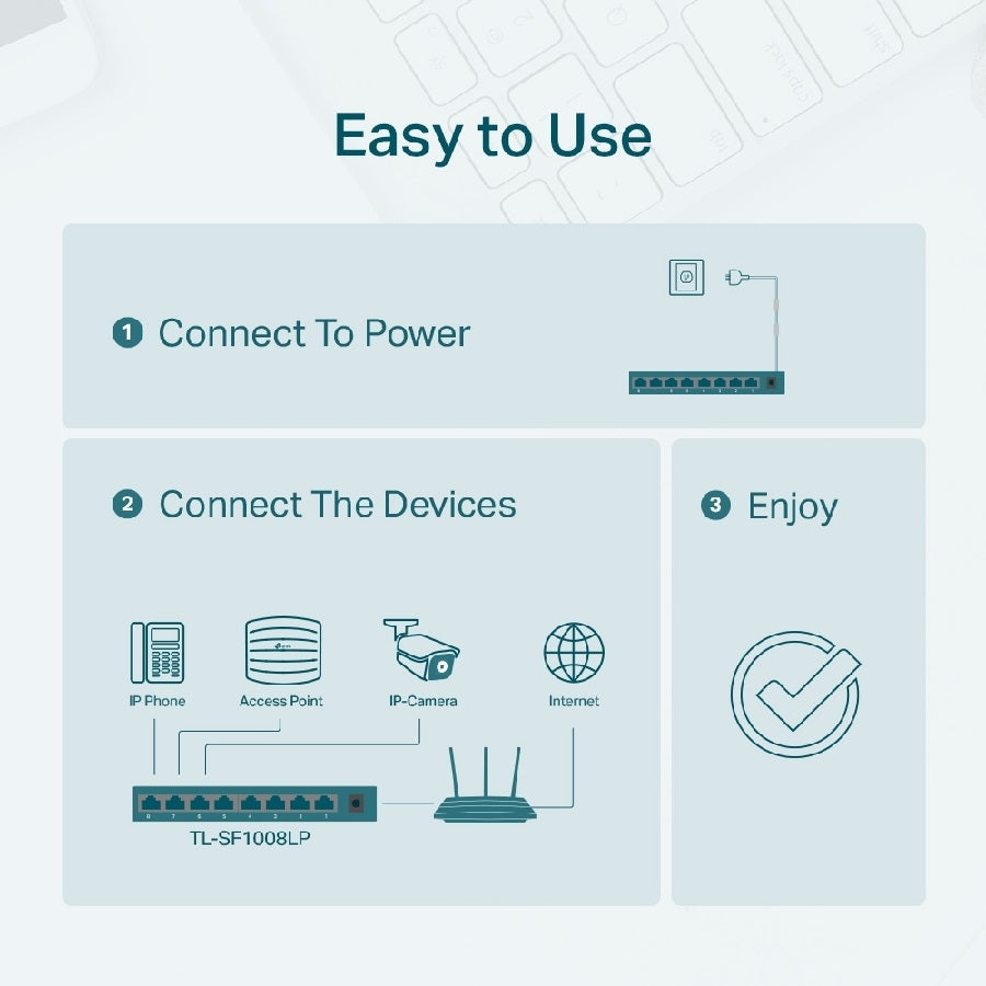 Switch TP-Link TL-SF1008LP 8 Puertos 10/100 Mbps - 4 Puertos POE para Escritorio