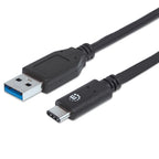 Cable USB 3.1 Manhattan 353373 Tipo-C a Tipo-A 1.0M Negro