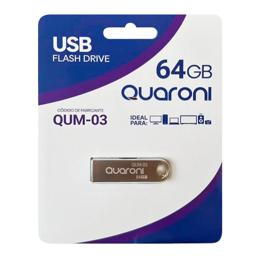Memoria USB Quaroni QUM-03 64GB Metálica - Compatible Android/Windows/Mac