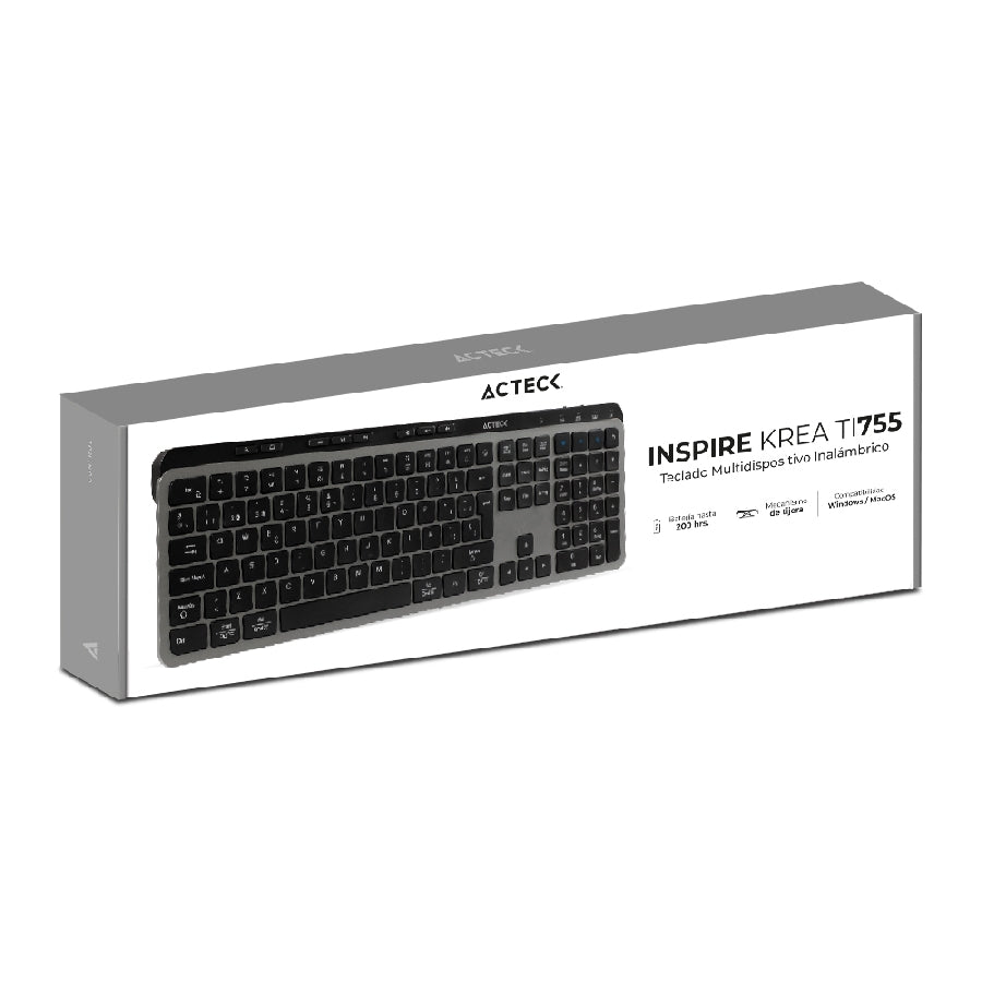 Teclado Inalámbrico ACTECK TI755 - Bluetooth 5.1, 2.4GHz, 3 Dispositivos