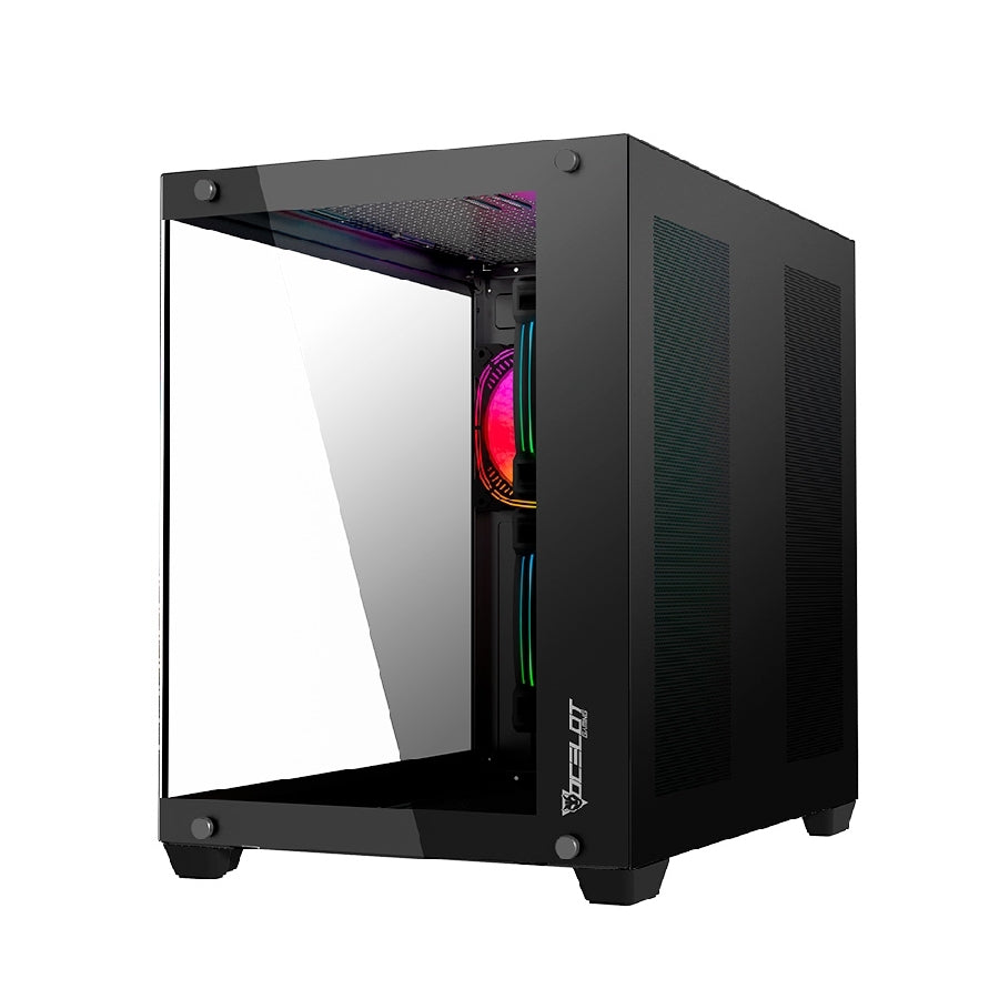 Gabinete Ocelot Gaming A-Cube 1 Mid Tower - Cristal Templado, 3 Ventiladores