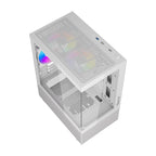Gabinete Ocelot Gaming Glass EW7 Mini Tower - Cristal Templado, 3 Ventiladores, Blanco