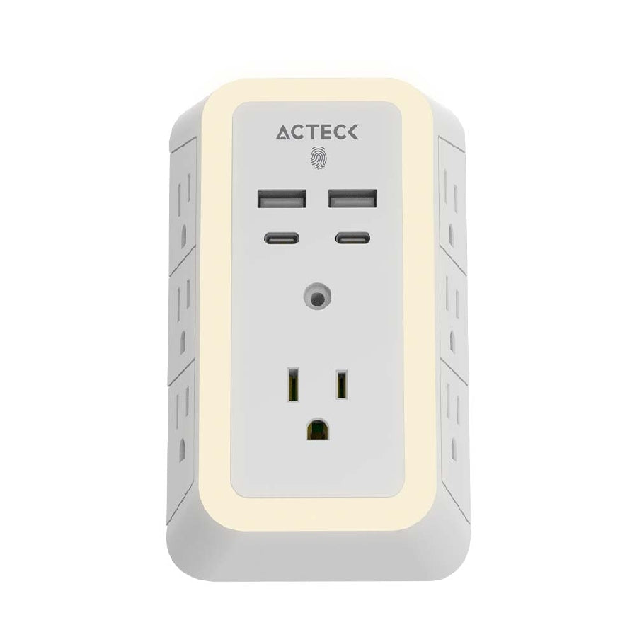 Cargador de Pared Acteck Energon Lumina CP515 11 en 1 - 7 Tomacorrientes, USB y Tipo C
