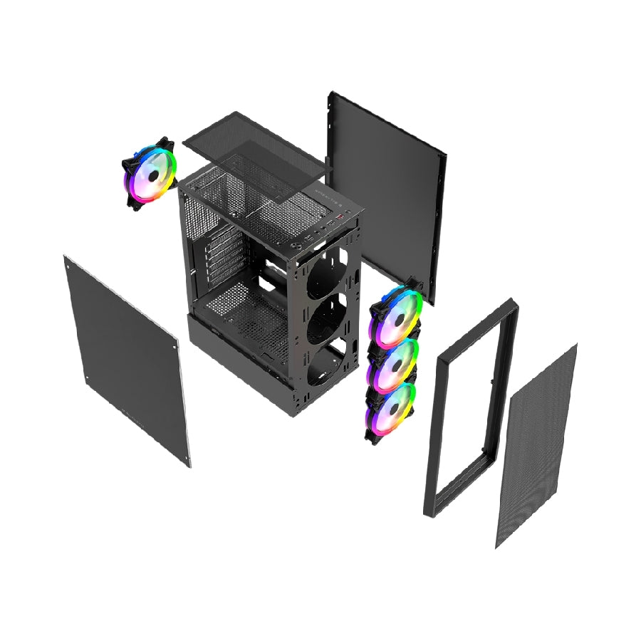 Gabinete Balam Rush Dragonfly GM590 Media Torre ATX - Cristal Templado RGB
