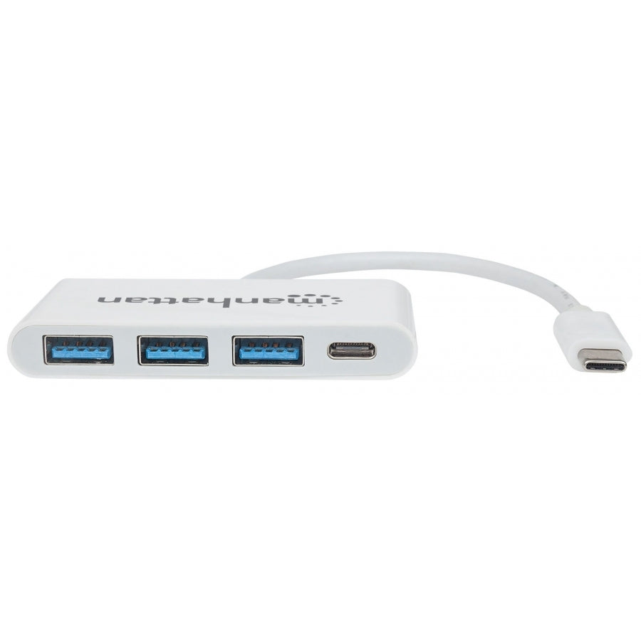 Hub USB Manhattan 163552 - 3 Puertos Type-A + 1 Type-C, 5Gbps, Carga Rápida