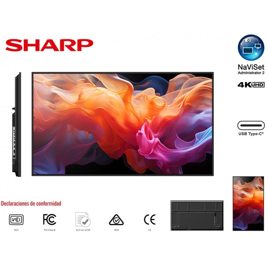 Monitor profesional Sharp PN-E509 50 pulgadas 4K UHD - 3840x2160, USB-C, HDMI Imagen principal del producto
