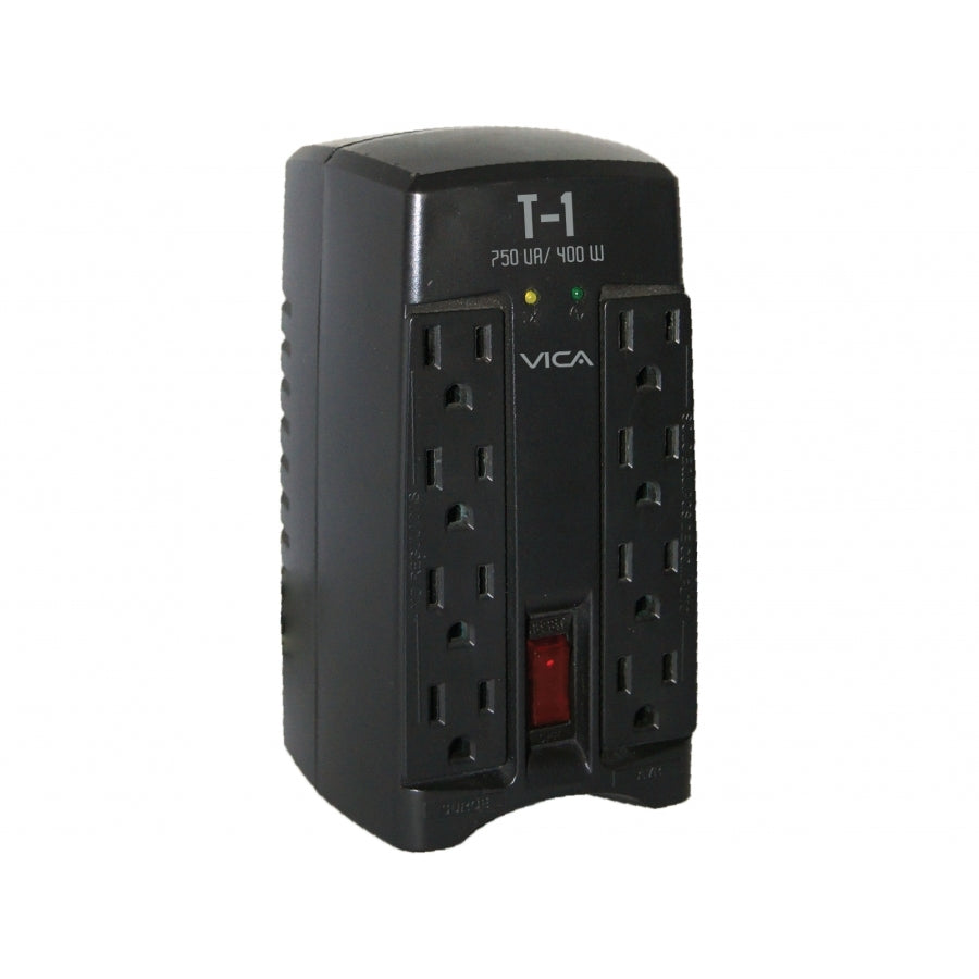 Regulador Electrónico VICA T-1 750VA 400W - 8 Tomas, Supresor de Picos